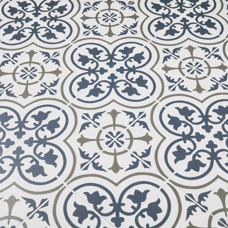 Zanzibar Blue and White Matte Porcelain Floor and Wall Tile