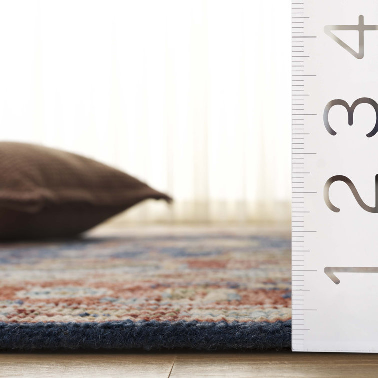 Navy and Rust Hand-Knotted Wool 8' x 10' Traditional Area Rug
