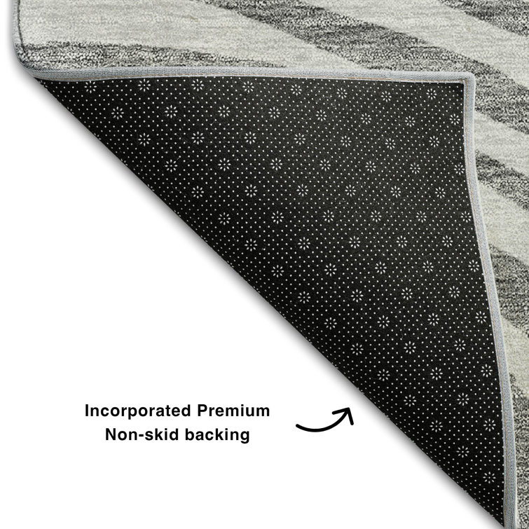 Gray Rectangular Synthetic Machine Washable Rug 30" x 20"