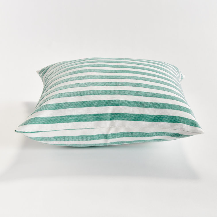 Seafoam and White Striped Square Indoor/Outdoor Pillow 20"