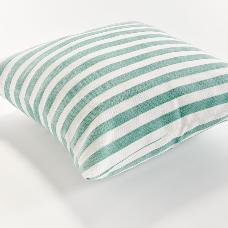Seafoam and White Striped Square Indoor/Outdoor Pillow 20"