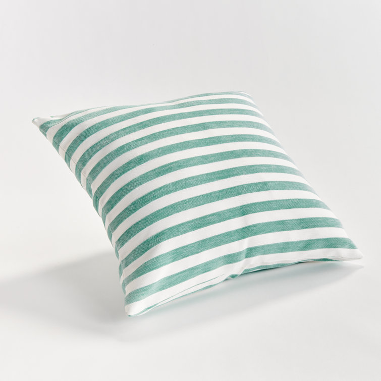 Seafoam and White Striped Square Indoor/Outdoor Pillow 20"