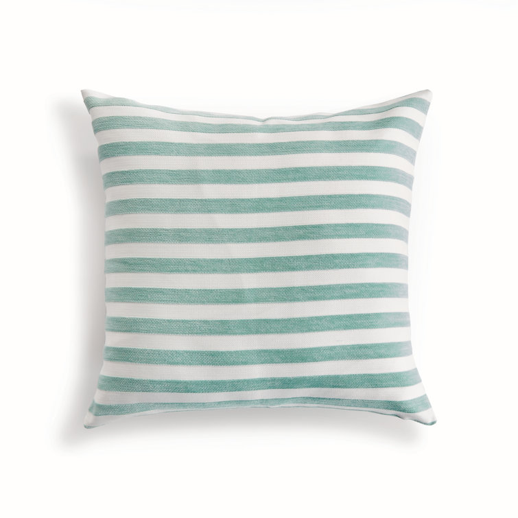 Seafoam and White Striped Square Indoor/Outdoor Pillow 20"