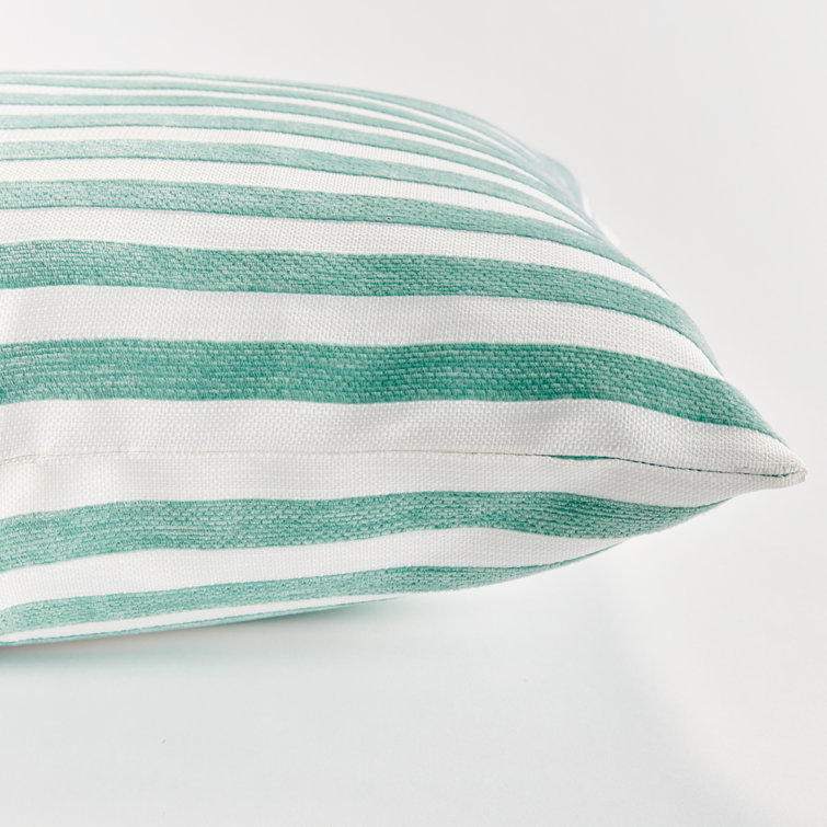 Seafoam and White Striped Square Indoor/Outdoor Pillow 20"