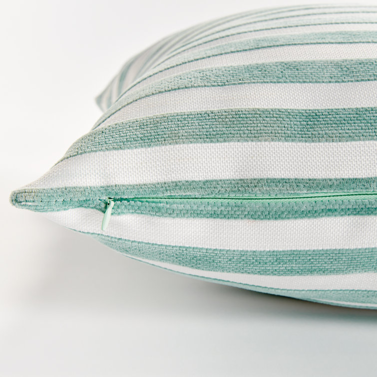 Seafoam and White Striped Square Indoor/Outdoor Pillow 20"