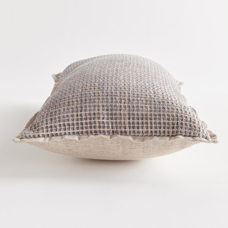 Taupe and Gray Geometric Polyester Lumbar Outdoor Pillow