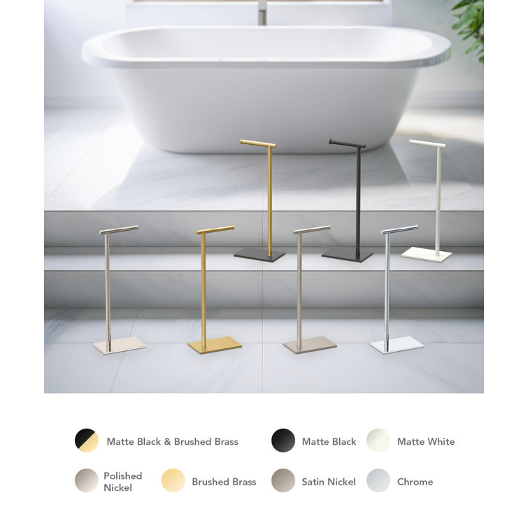 Matte White Metal Freestanding Toilet Paper Holder with Weighted Base