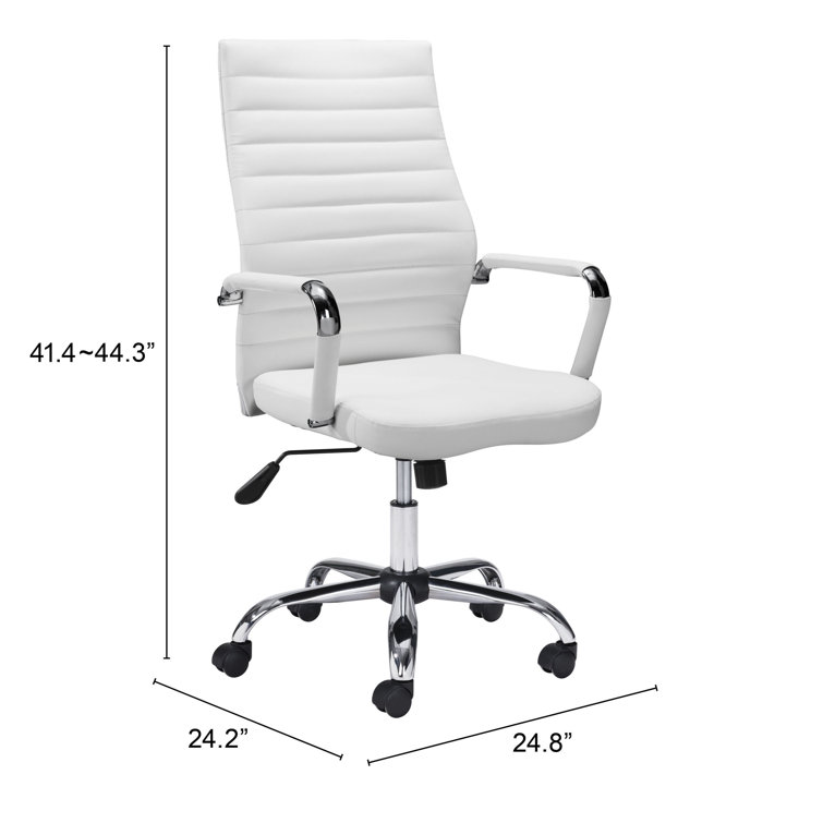 White High Back Leather Swivel Arm Chair
