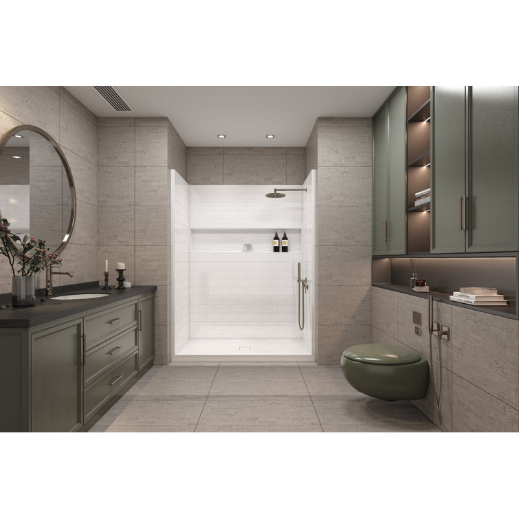 White Composite 60" x 32" 4-Piece Alcove Shower Kit