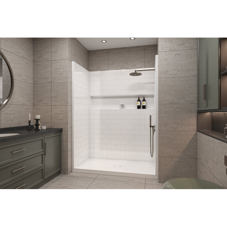 White Composite 60" x 32" 4-Piece Alcove Shower Kit