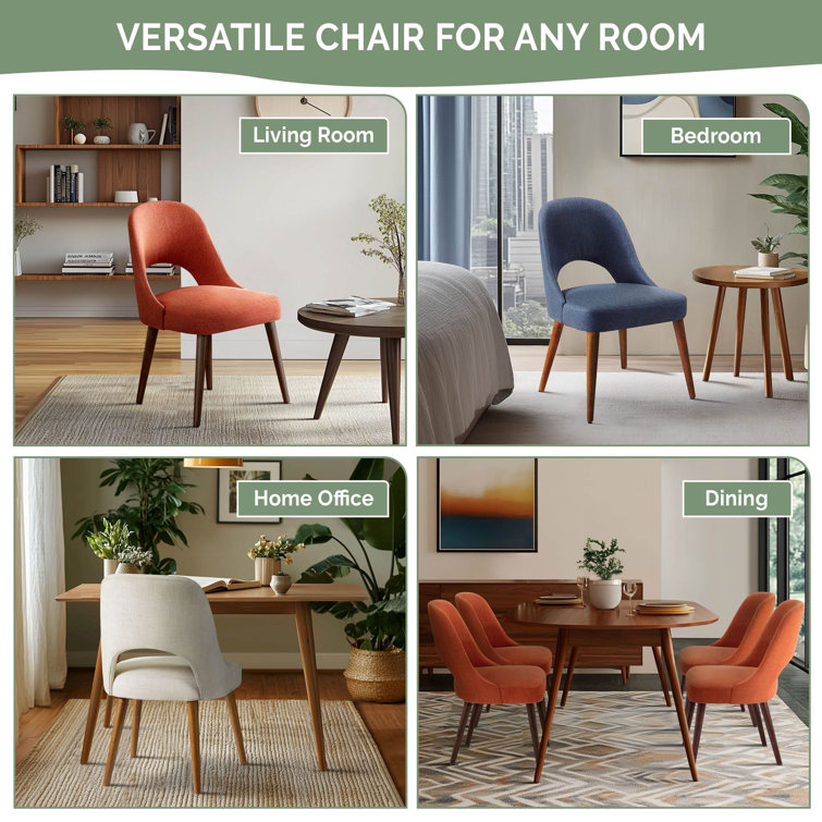 Nola High-Density Foam Upholstered Dining Side Chair in Orange/Dark Brown