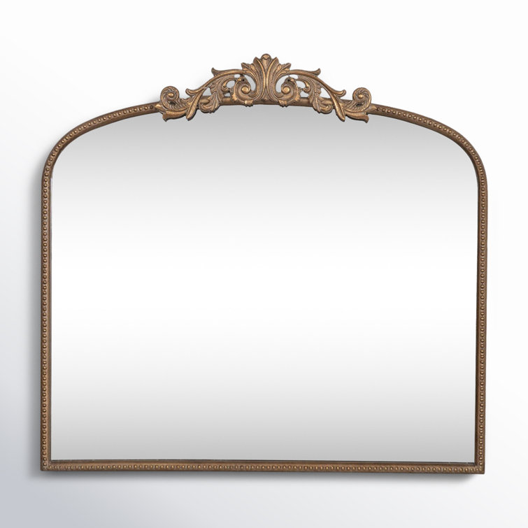 Gold Arch Crowned Top Wood Framed Wall Mirror