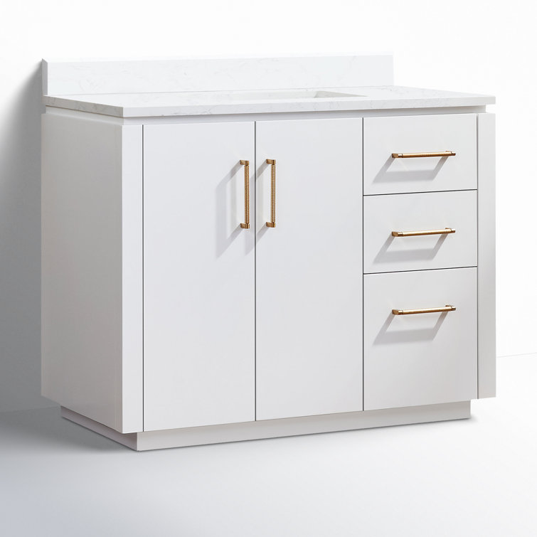 San 42'' White Composite Stone Top Single Bathroom Vanity
