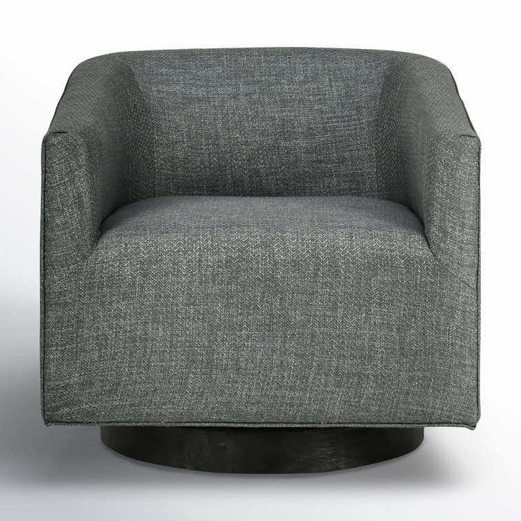 Taupe Twill Handcrafted Swivel Barrel Chair