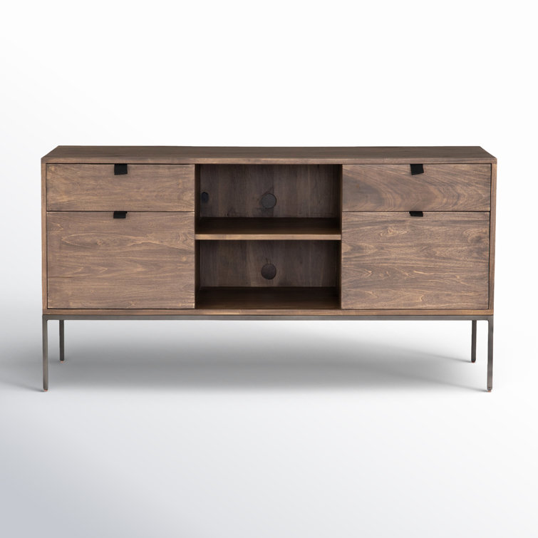 Auburn Poplar Contemporary Home Office Desk with 4 Drawers