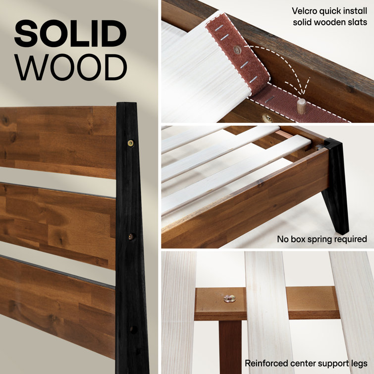 Queen Acacia Wood Platform Bed Frame with Headboard