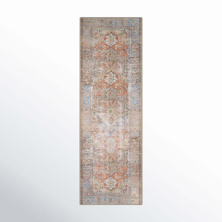 Heirloom Blue Wool Blend Runner Rug 2'6" x 7'6"