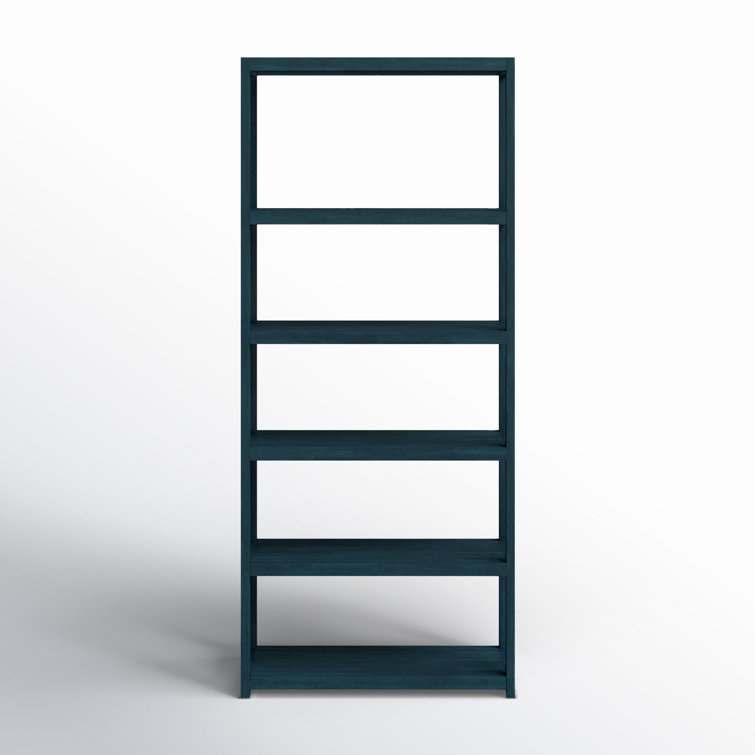 Navy Blue Wood 5-Tier Etagere Bookcase