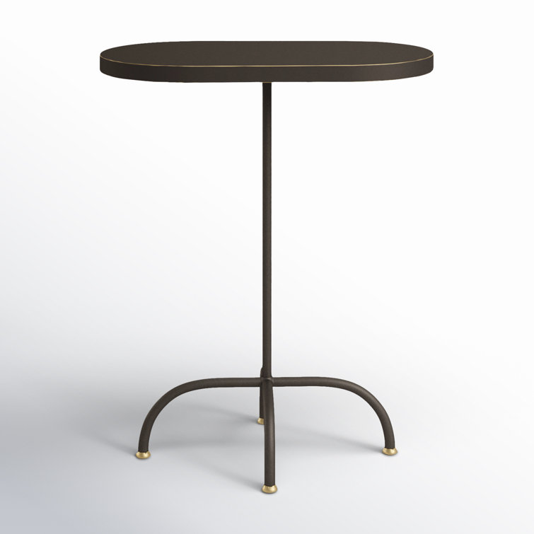 Oval MDF and Iron End Table with Gold and Black Finish