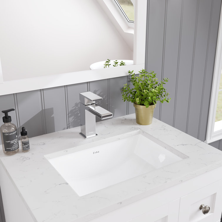White Carrara Quartz Top Freestanding Bathroom Vanity with Porcelain Sink