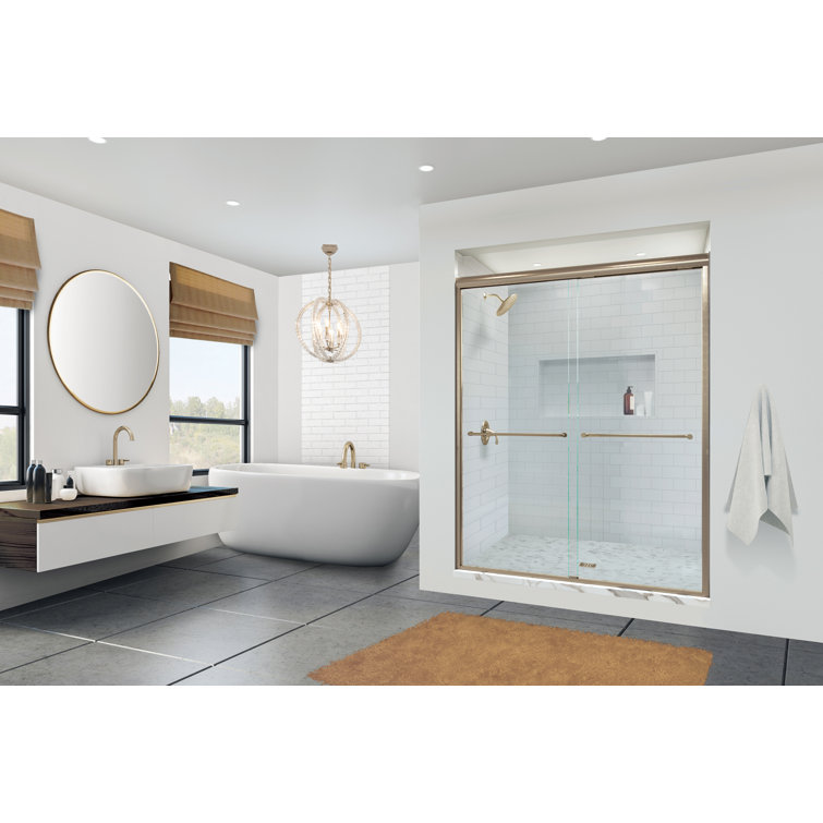 Infinity 47" x 70" Brushed Gold Semi-Frameless Sliding Shower Door