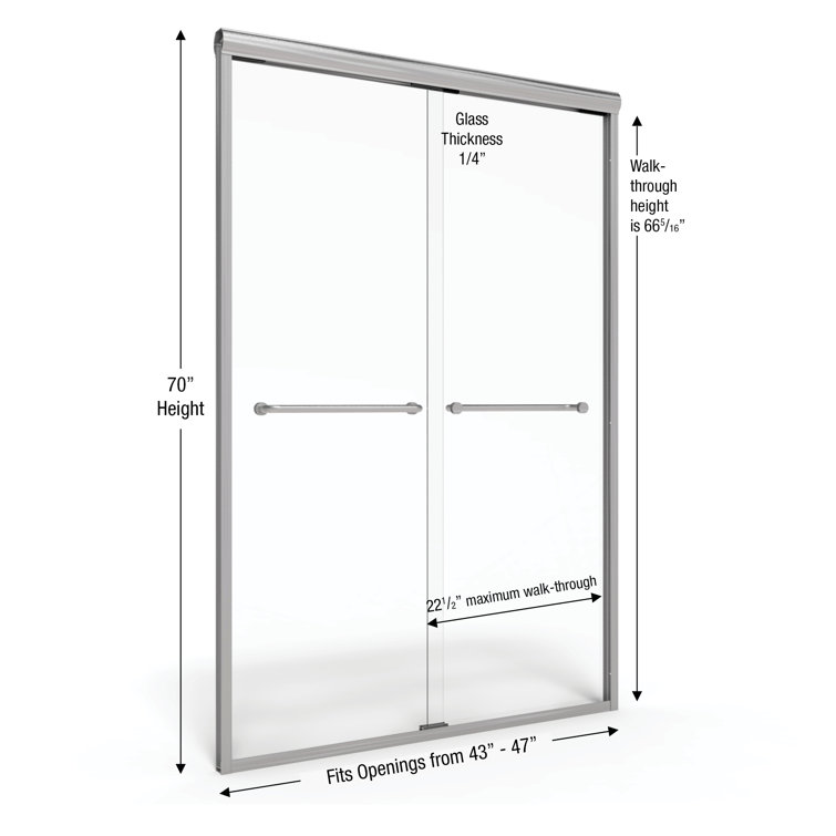 Infinity 47" x 70" Brushed Gold Semi-Frameless Sliding Shower Door