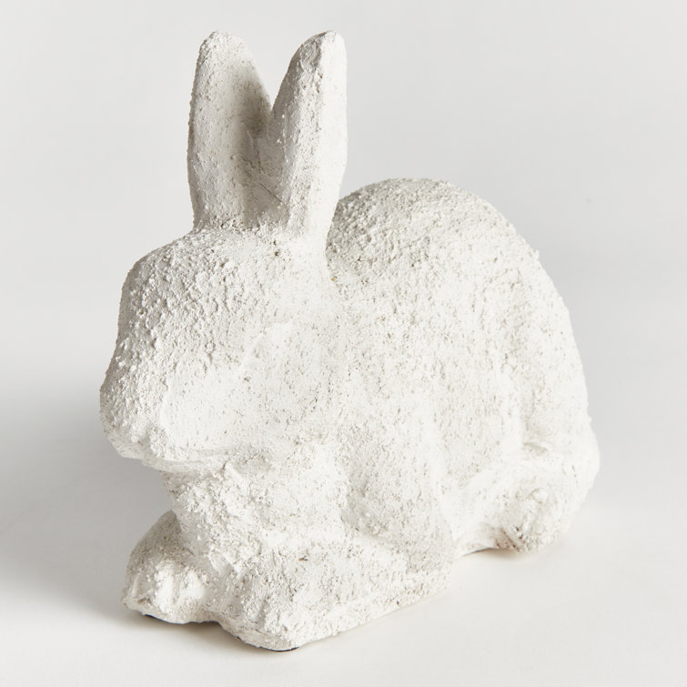 Large Weathered White Limestone Garden Rabbit Statue