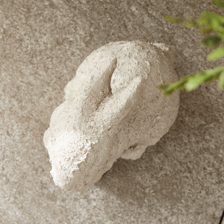 Large Weathered White Limestone Garden Rabbit Statue