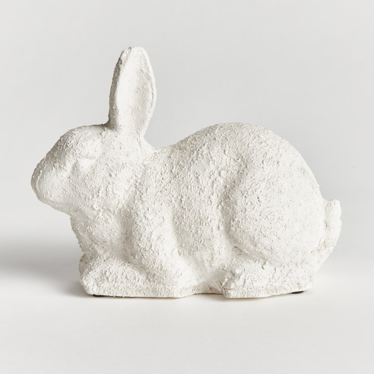 Large Weathered White Limestone Garden Rabbit Statue