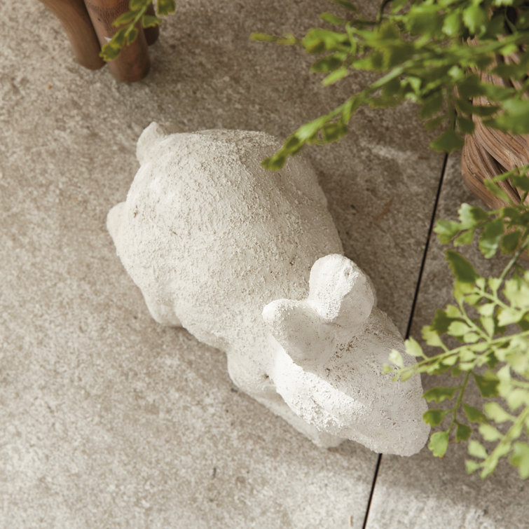 Large Weathered White Limestone Garden Rabbit Statue