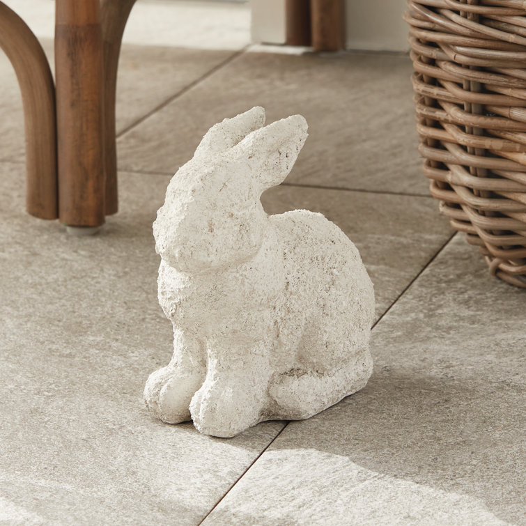 Large Weathered White Limestone Garden Rabbit Statue
