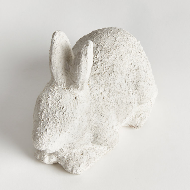 Large Weathered White Limestone Garden Rabbit Statue
