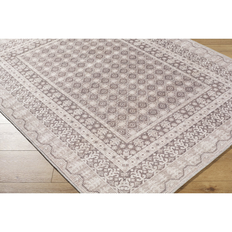 Rainier Light Brown Synthetic Washable Rectangular Area Rug