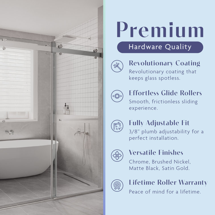 Contemporary Frameless Double Sliding Shower Door with Clear Tempered Glass