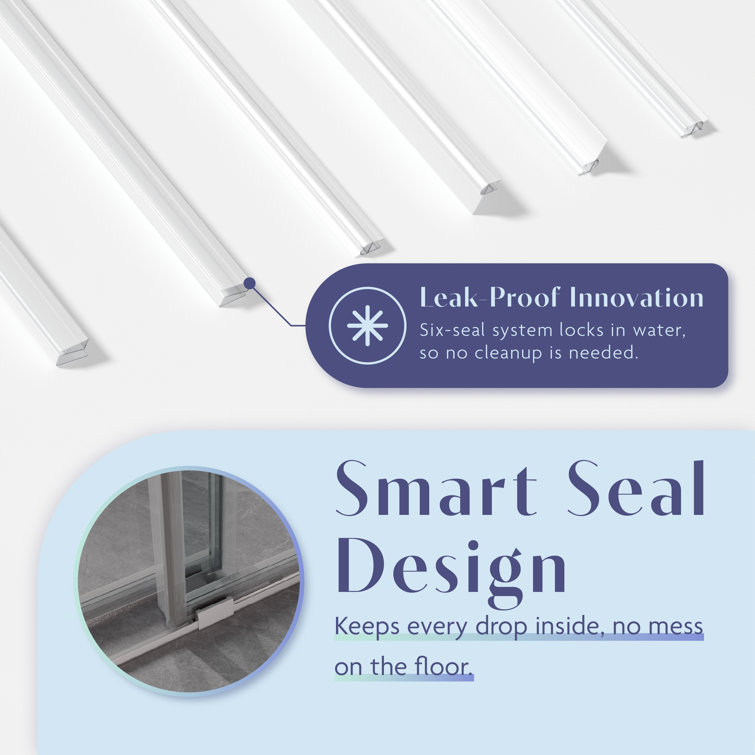 Contemporary Frameless Double Sliding Shower Door with Clear Tempered Glass