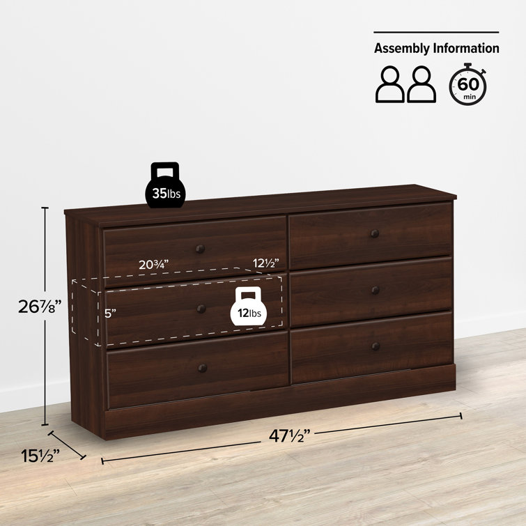 Espresso 55'' Horizontal Double Dresser with Extra Deep Drawers