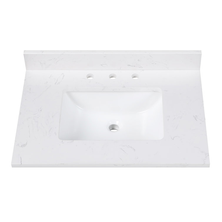 Cala White 25'' Engineered Stone Vanity Top with Sink