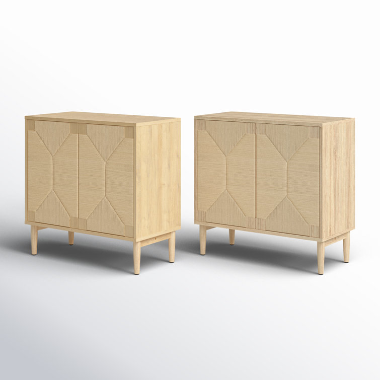 Louella Oak 32" Woven 2-Door Accent Cabinet with Adjustable Shelving