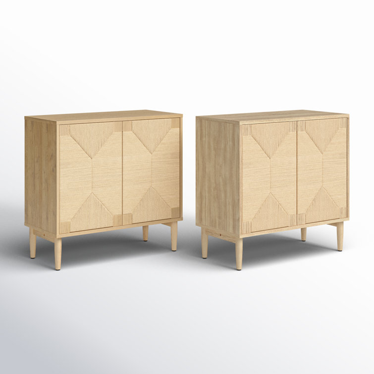Louella Oak 32" Woven 2-Door Accent Cabinet with Adjustable Shelving