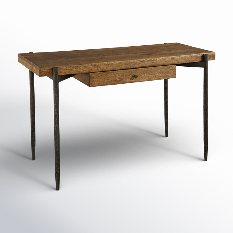 Transitional Industrial Black Writing Desk with Drawer
