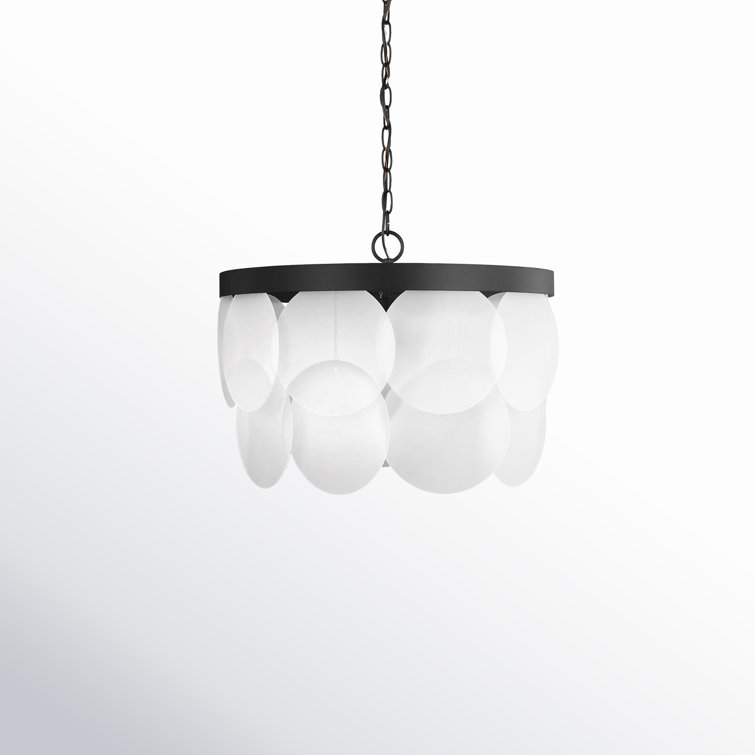 Midnight Black Glass Drum 6-Light Indoor/Outdoor Chandelier