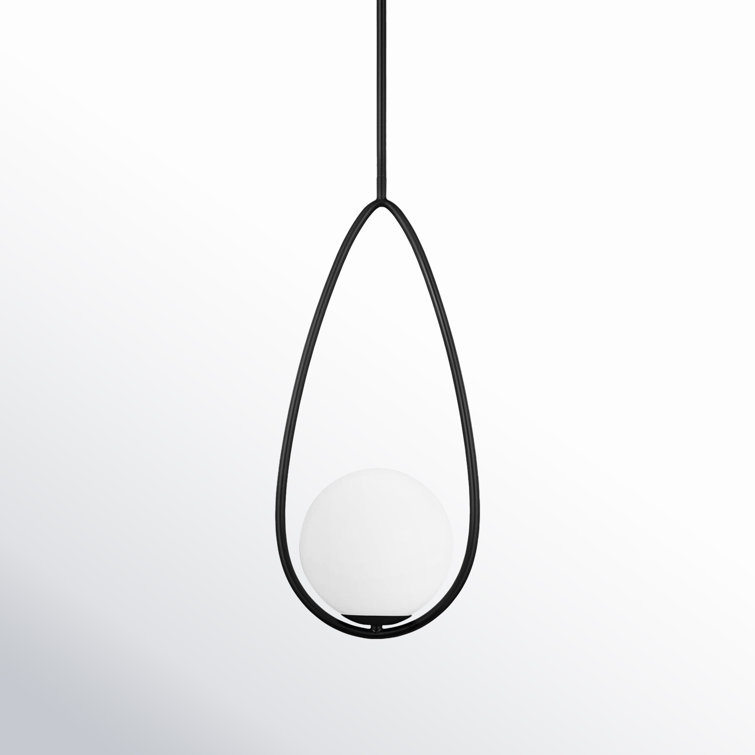 Midnight Black and White Glass Globe Pendant Light