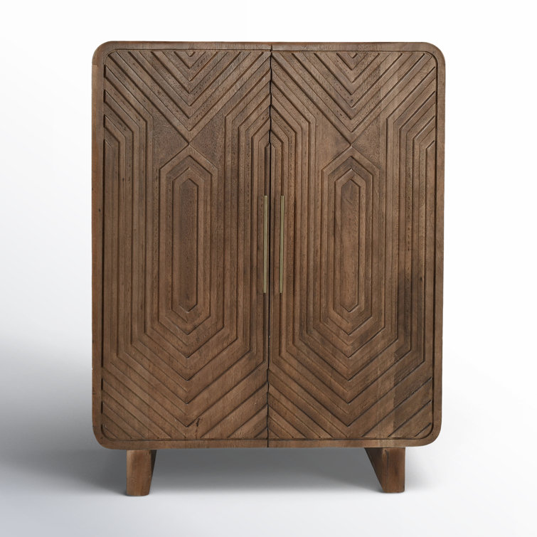Holmes Brown Mango Wood Carved Bar Cabinet