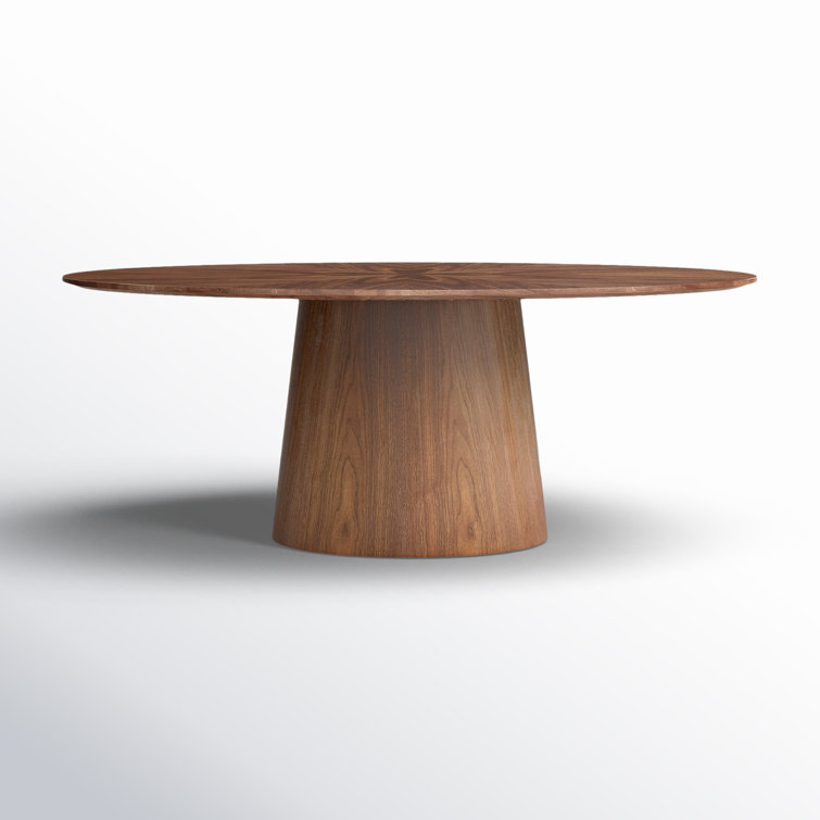 Contemporary Mid-Century Walnut Oval Dining Table, Seats Eight