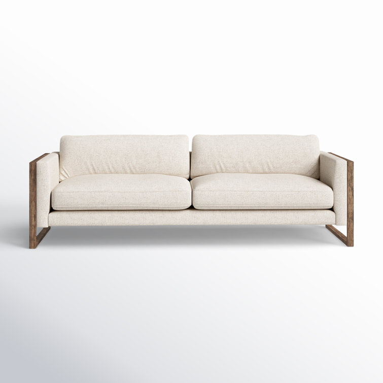 Thames Cream Linen & Distressed Natural Wood Track Arm Sofa