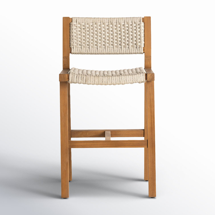 Ivory Rope and Natural Teak Counter Stool
