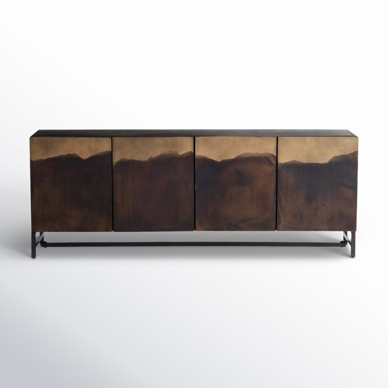 Aged Brown Metal 72" Media Console with Storage