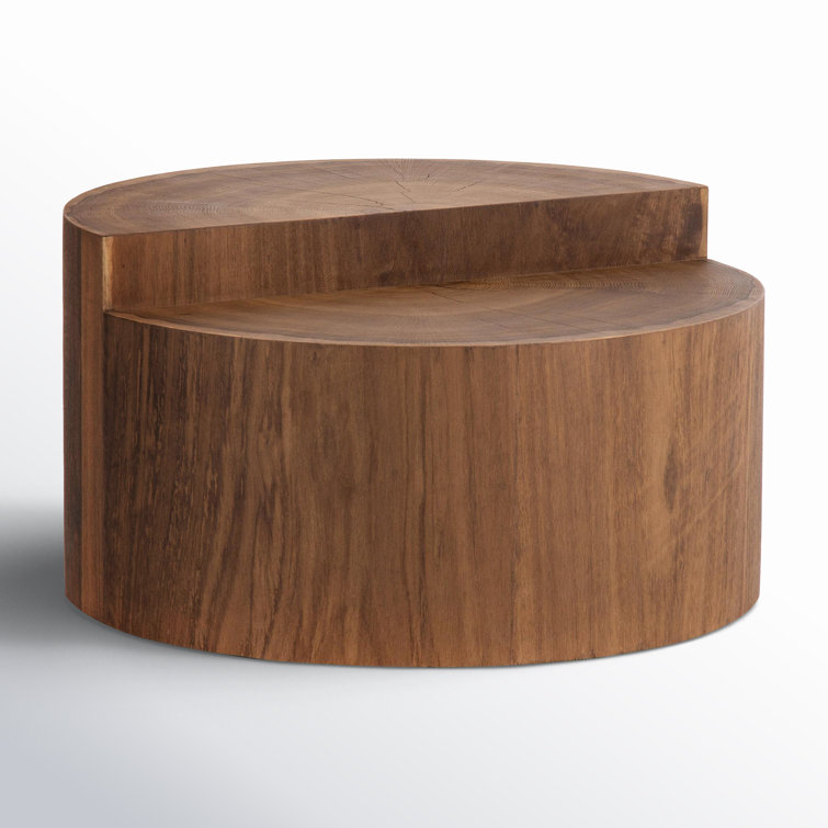 Modern Caramel Oak Round Coffee Table, 28 Inch