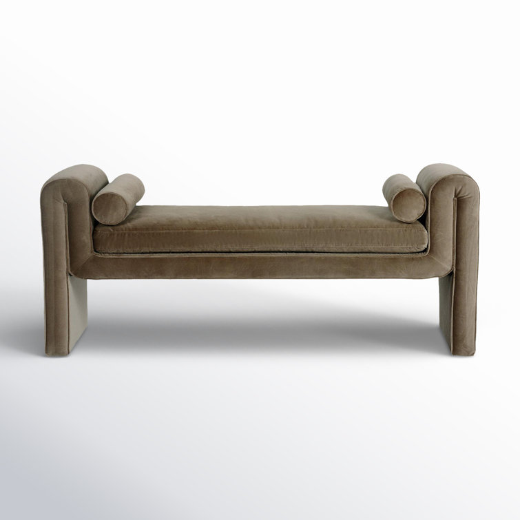 Camel Velvet Upholstered Sled Leg Accent Bench