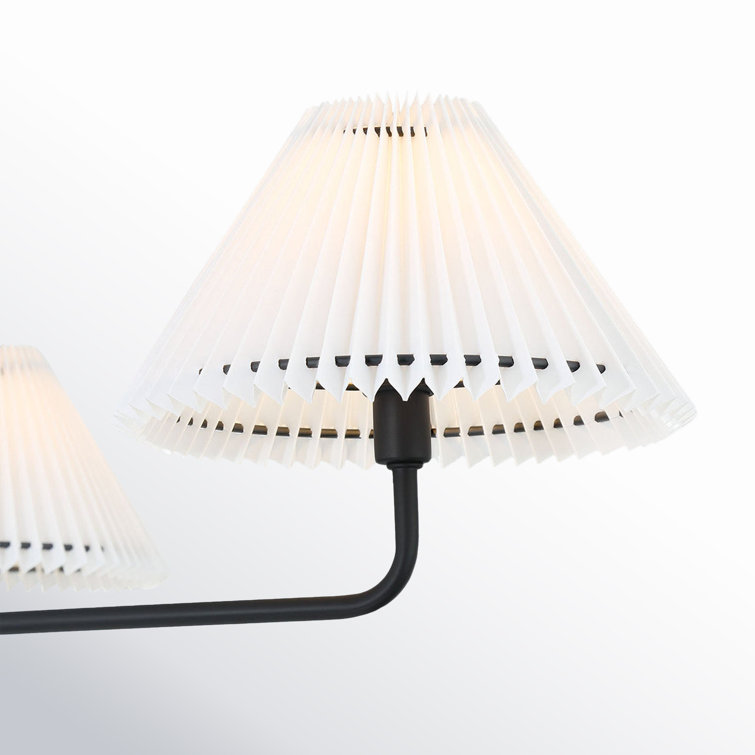 Matte Black 4-Light Metal Sputnik Chandelier with White Linen Shades